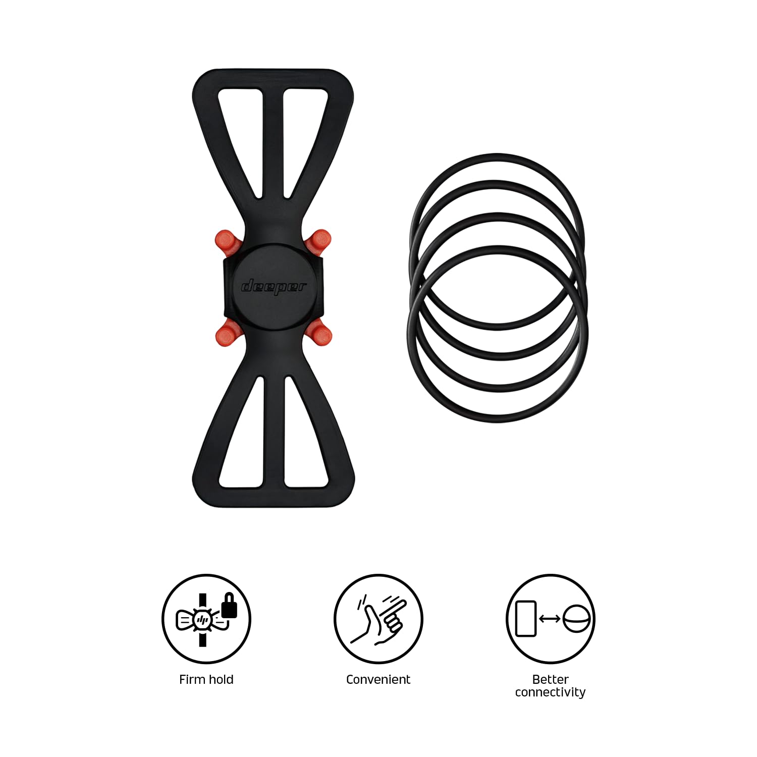 Deeper Smartphone Mount for Fishing Rod - 12cm, Black, Hands-Free Use with Sonars